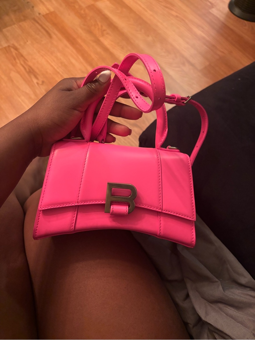 Balenciaga Hot Pink mini 'B' Shoulder Bag
